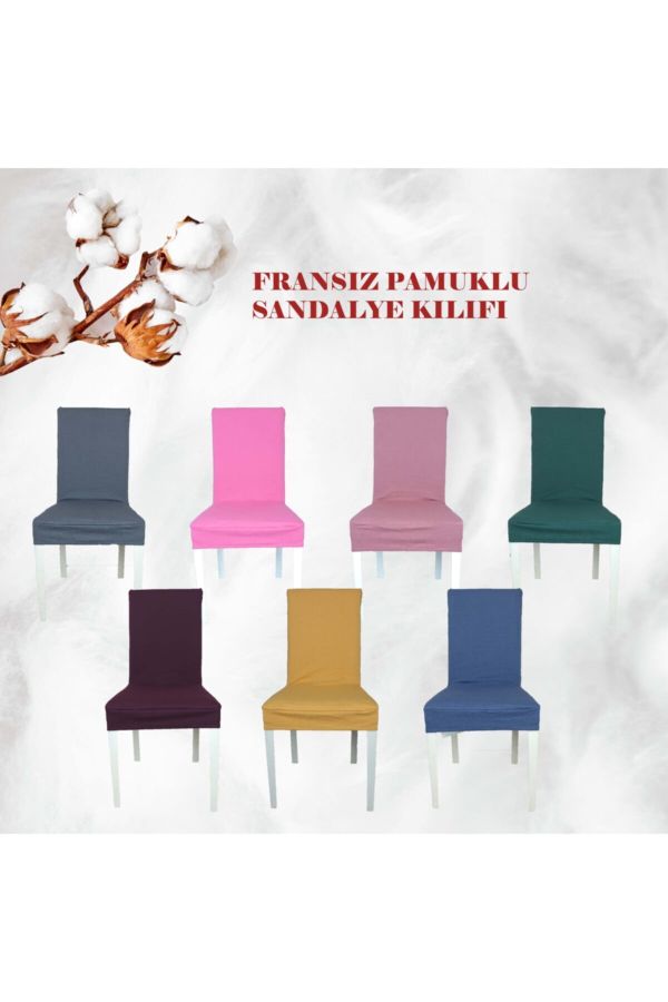 Pamuklu Fransız Streç Kumaş Sandalye Kılıfı Gri Renk_2
