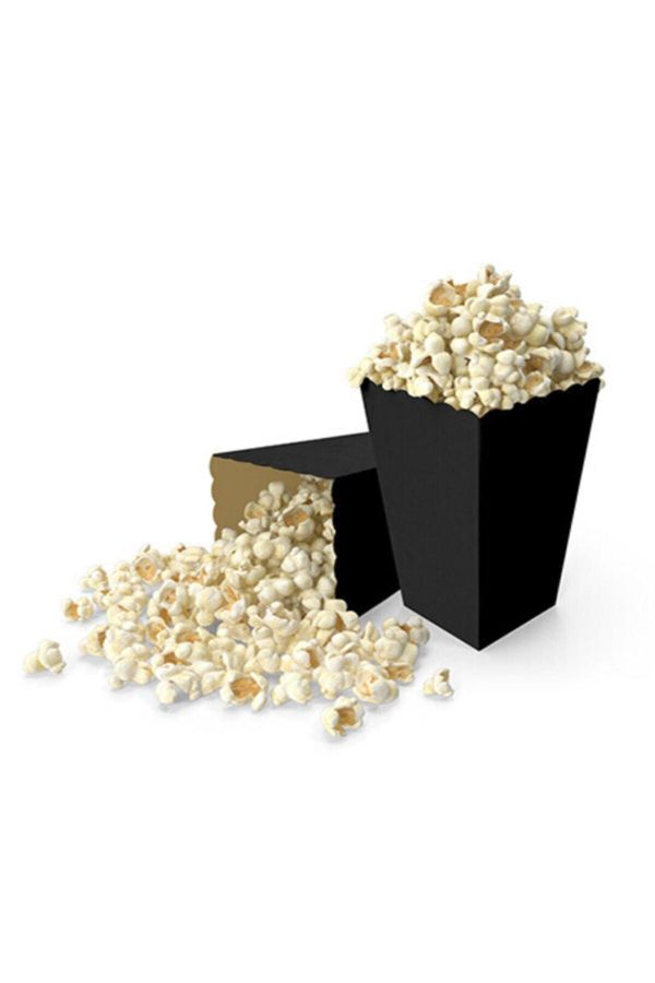 Siyah Popcorn Kutusu (mısır, Cips Kutusu) 8 Adet