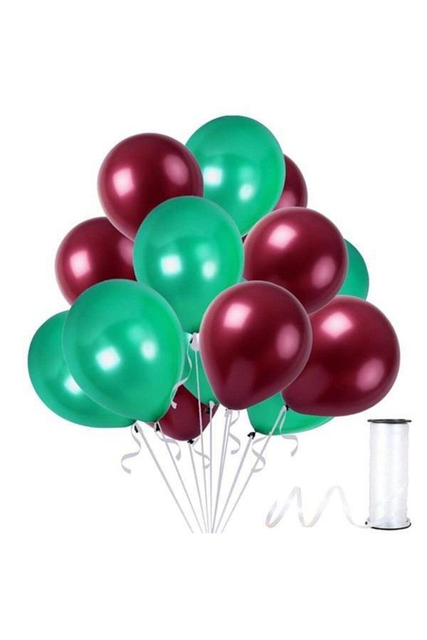 Bordo-yeşil Metalik Sedefli Balon 30 Adet