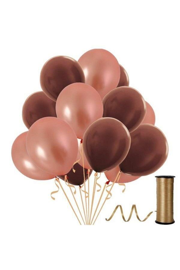 Kahverengi-rose Gold Metalik Sedefli Balon 30 Adet