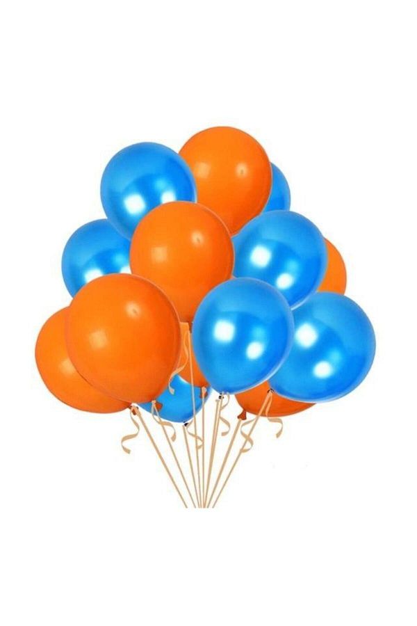 Turuncu-mavi Metalik Sedefli Balon 30 Adet