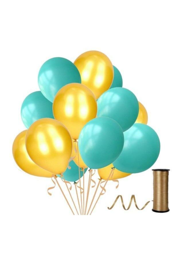Altın Mint Su Yeşili Metalik Sedefli Balon 30 Adet