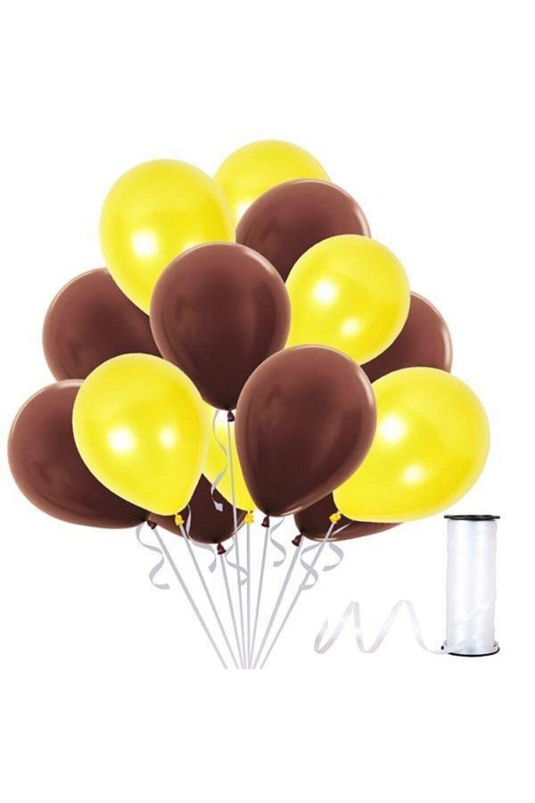 Kahverengi-sarı Metalik Sedefli Balon 30 Adet