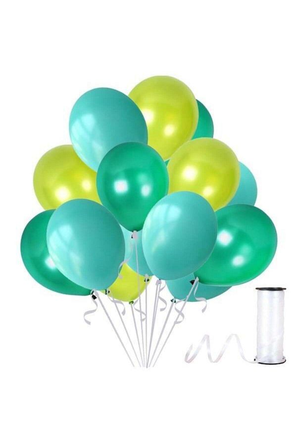 Mint Su Yeşili-yeşil-fıstık Yeşili Metalik Sedefli Balon 30 Adet