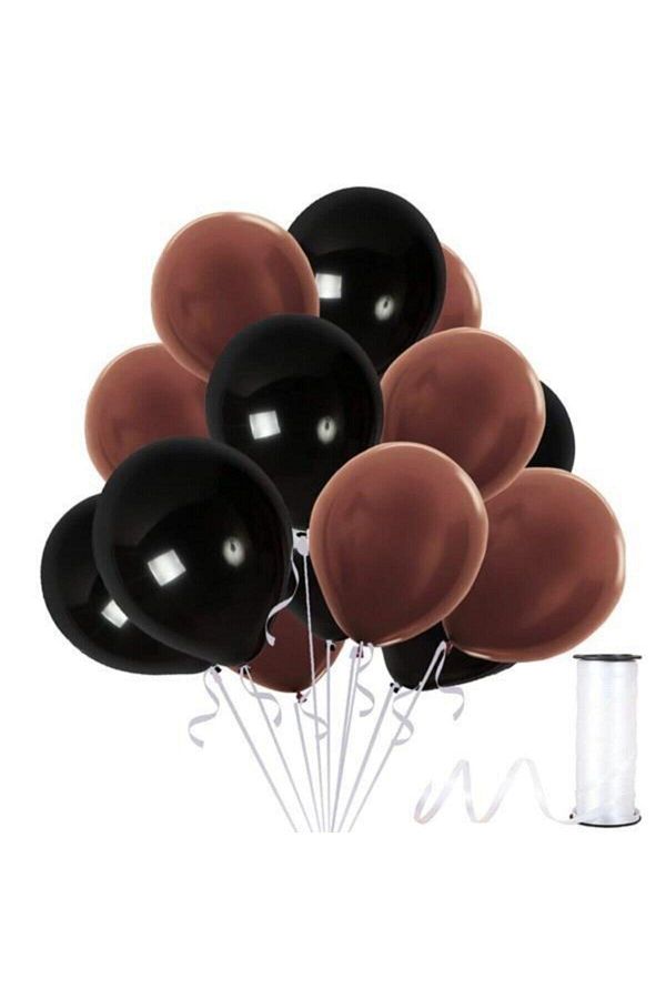 Lila-altın Kahverengi-siyah Metalik Sedefli Balon 30 Adet