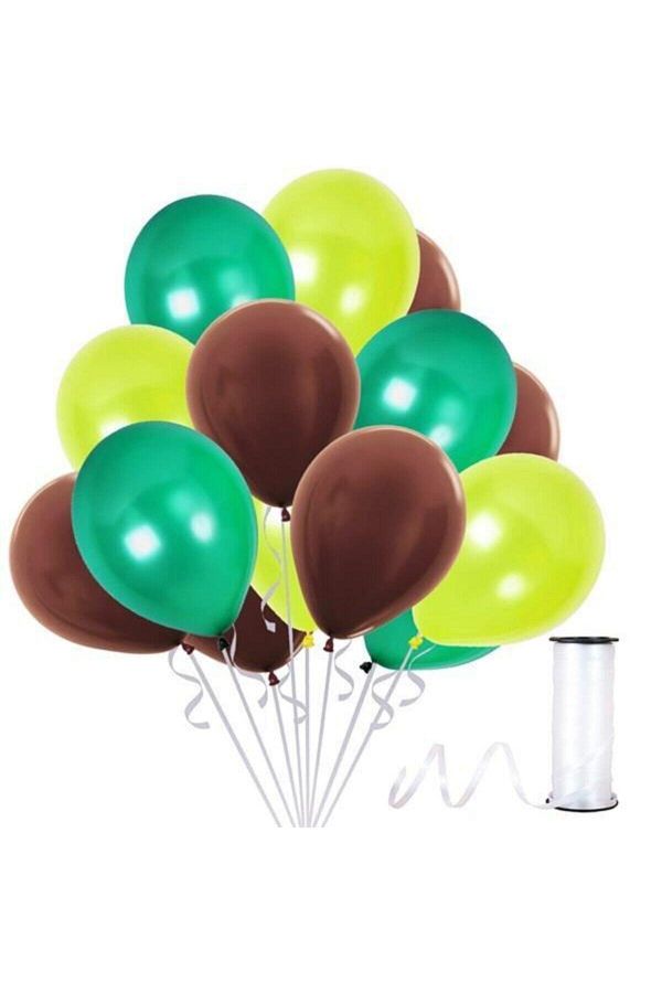 Kahverengi-yeşil-fıstık Yeşili Metalik Sedefli Balon 30 Adet
