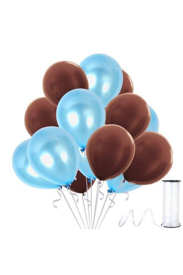 Mavi-kahverengi Metalik Sedefli Balon 30 Adet