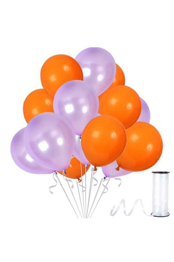 Lila-turuncu Metalik Sedefli Balon 30 Adet