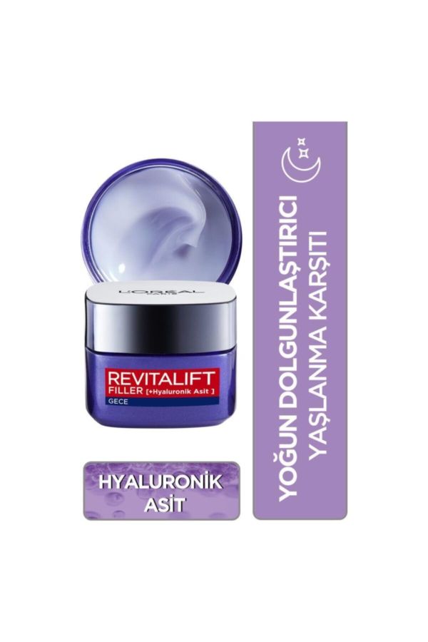 L'oréal Paris Revitalift Filler Yoğun Dolgunlaştırıcı Yaşlanma Karşıtı Gece Kremi 50ml - Hyaluronik