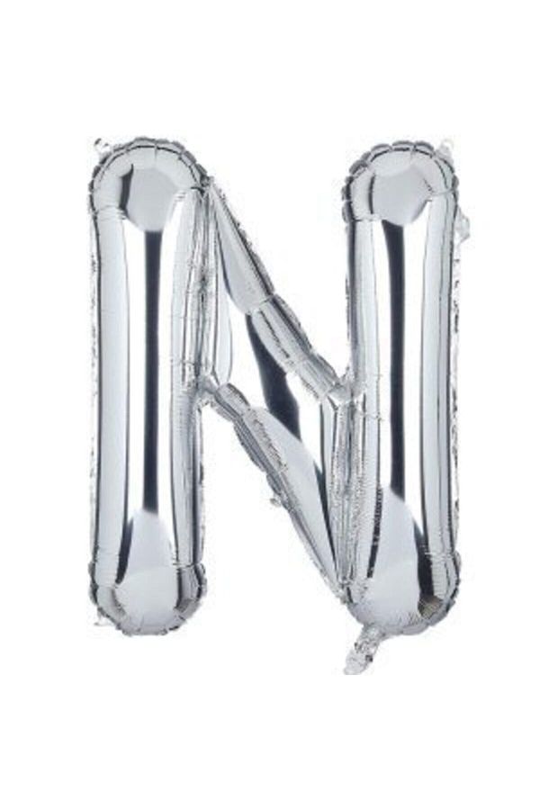 Harf Folyo Balon Gümüş Renk N Harf 76cm 34inç