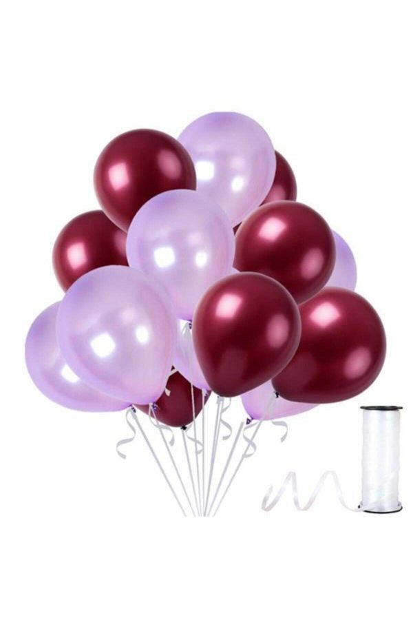Lila Bordo Metalik Sedefli Balon 30 Adet
