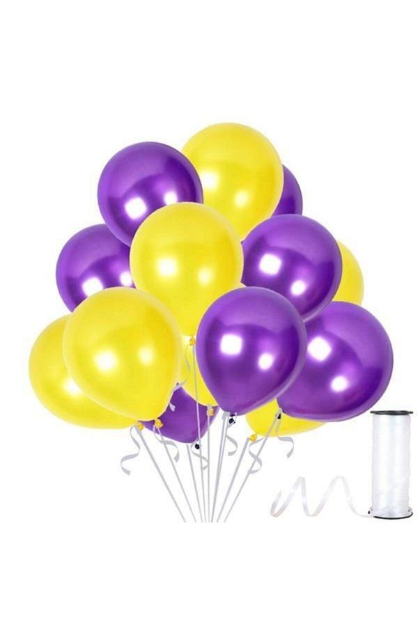 Mor-sarı Metalik Sedefli Balon 30 Adet