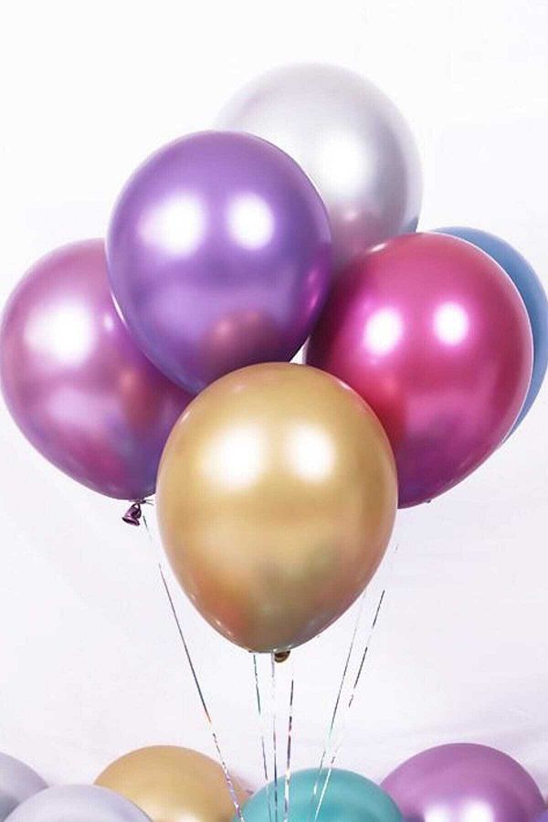 Krom Parlak Metalik Karışık Renk 5'li Balon