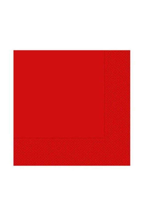 Yılbaşı 4 Adet Düz Kırmızı Kağıt Peçete 20 Adet 33 X33 cm