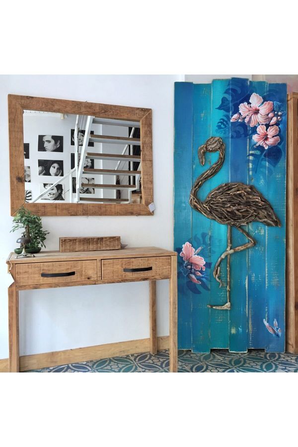 Flamingo Masif Ahşap Duvar Dekoru