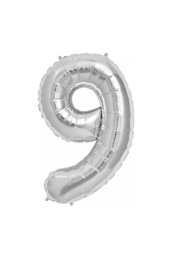 9 Gümüş Rakam Balon 100 Cm
