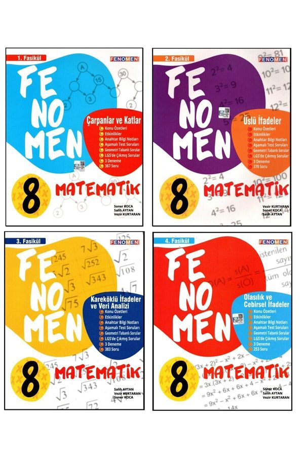 Fenomen 8. Sınıf Lgs Matematik 1.2.3.4. Fasikül Konu Özetli Soru Bankası 4 Kitap