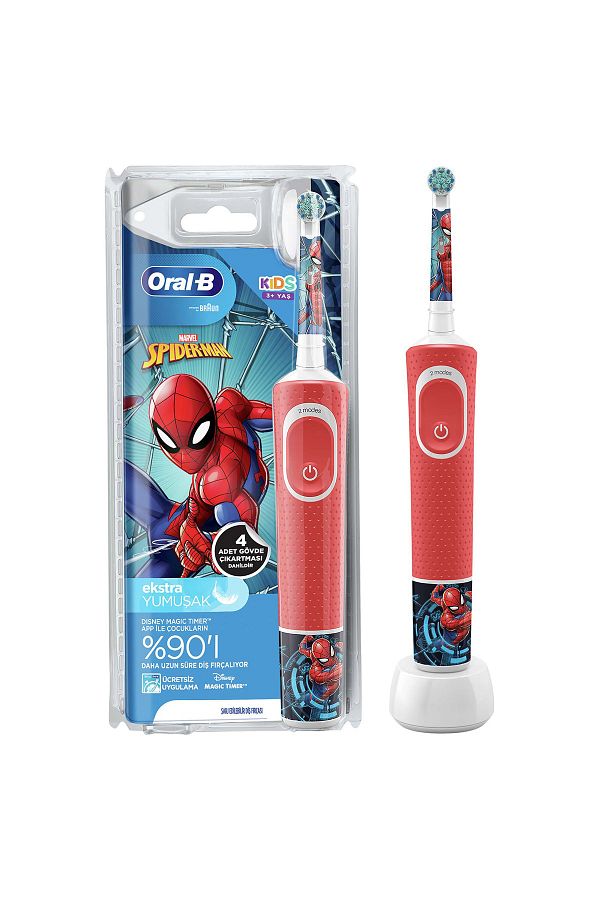 D100 Çocuk Şarj Edilebilir Diş Fırçası Spiderman Facedermo
