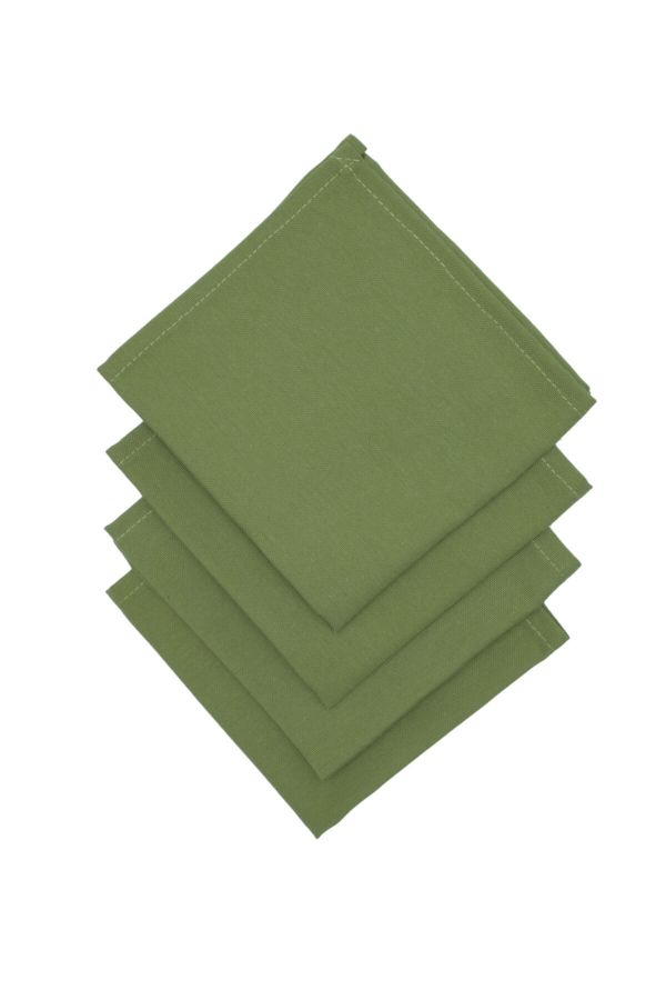 4 Adet Yeşil Renk Kumaş Servis-sunum Peçetesi 1.kalite Duck Keten Kumaş (DERTSİZ KUMAŞ)