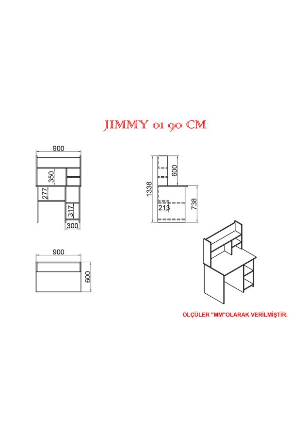 Jimmy Mayra 90 Cm Çalışma Masası Takımı Jmm03_3