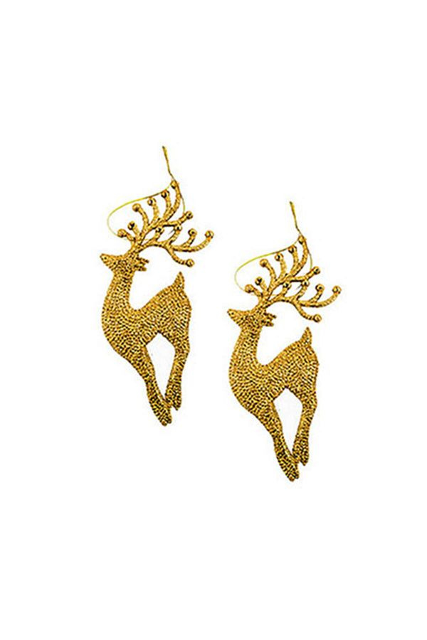 2 Adet Gold Renk Yılbaşı Çam Ağacı Geyik Süs 14 cm