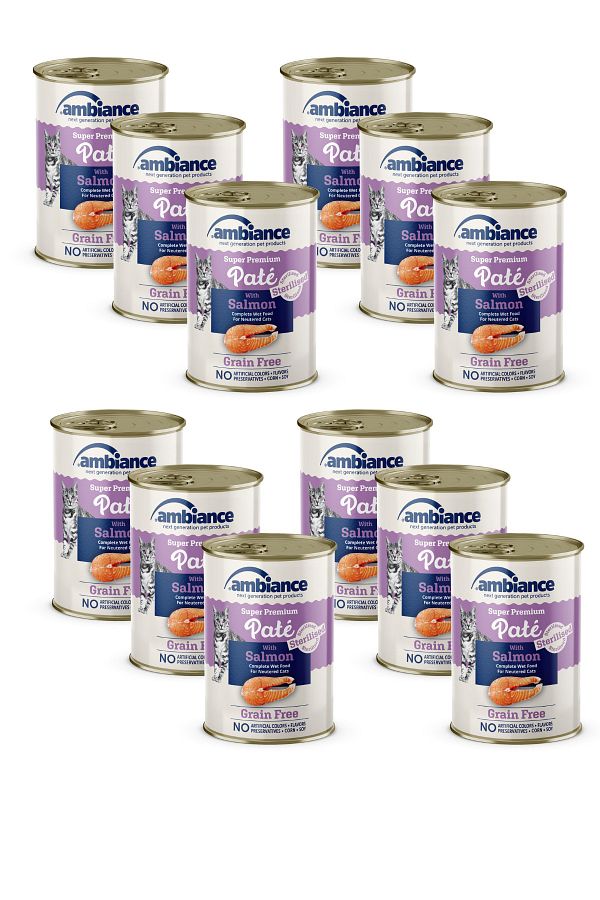 Ambıance Kısır Kedı Konserve Somon Etlı Ezme 12'li 400gr Feniks Cat and Dog