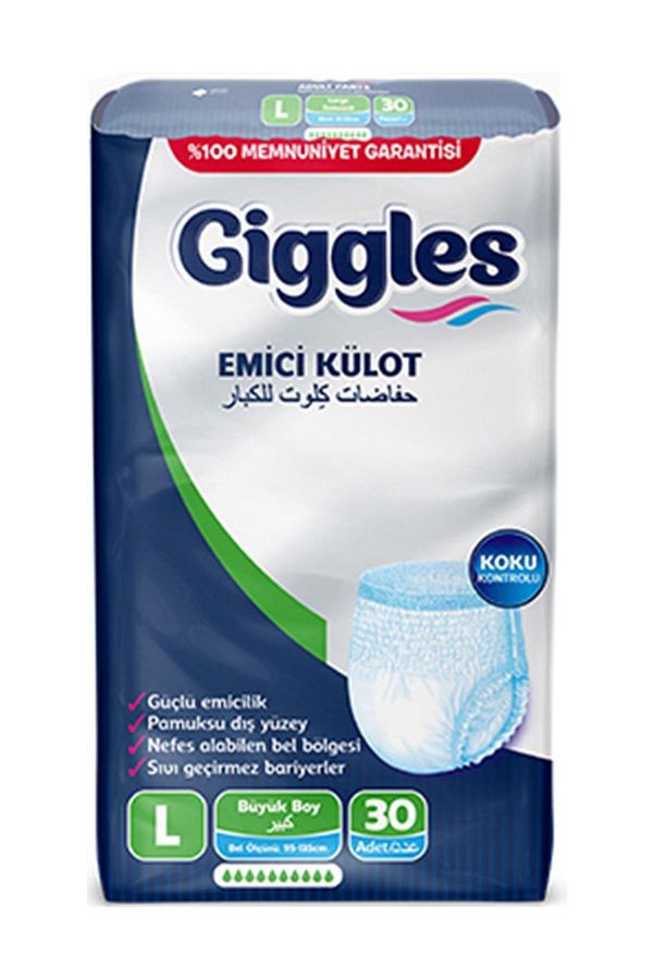 Yetişkin Emici Külot Large 30'lu 1 Paket 30 Adet + Islak Havlu