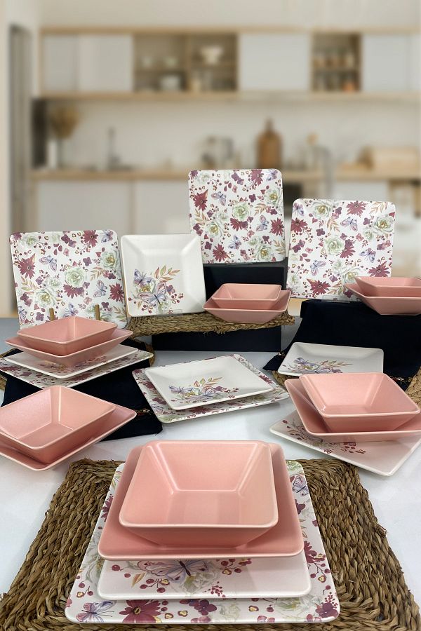 Bahar Kare 6 Kişilik 24 Parça Yemek Takımı