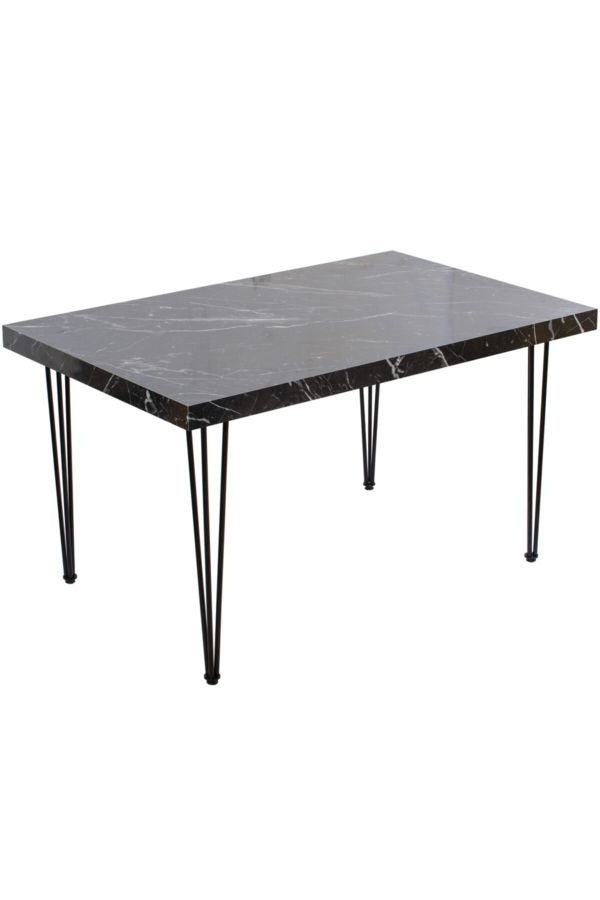Metal Ayaklı Mutfak Masası Tek Mermer Siyah 80 Cm X 120 Cm