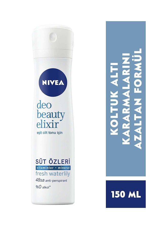 Kadın Sprey Deodorant Beauty Elixir Fresh Waterlily 48 Saat Anti-perspirant Koruma 150ml