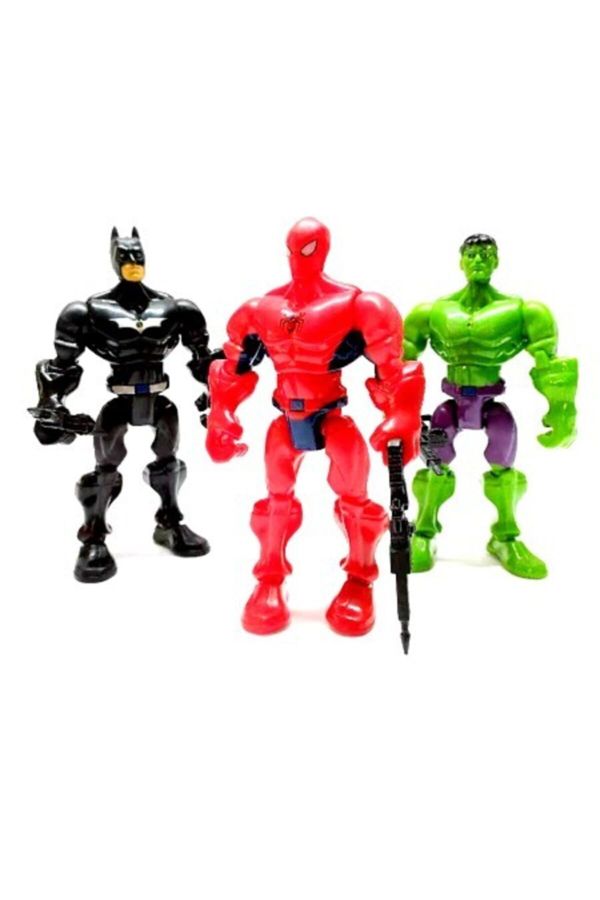 Örümcek Adam Hulk Batman Sesli Üçlü Super Hero Mashers + Hediye