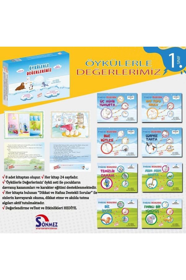 Öykülerle Değerlerimiz 8'li Set 1.sınıf Sönmez Kitap Kırtasiye