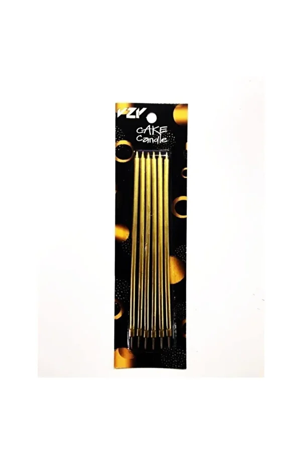 Altın Renk Pasta Mumu 20 Cm 6 Adet Parti Mum