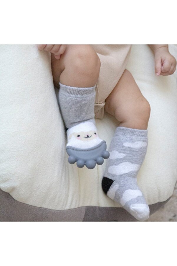 Diş Kaşıyıcılı Havlu Bebek Çorabı 652 Maxi Bebe Market