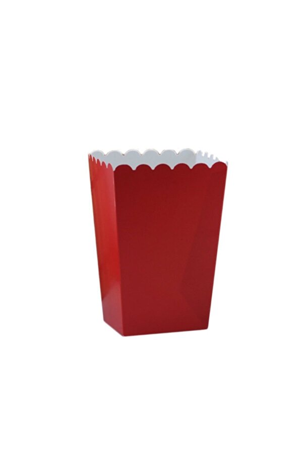 Bordo Popcorn Kutusu Karton Düz Renkli Cips Mısır Kutusu 8 Adet Denizyıldızısanat