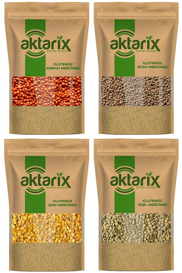 Glutensiz Tane 4lü Tane 100 Gr Sarı + 100 G Yeşil + 100 G Kırmızı + 100 G Kara Mercimek Toplam 400 G