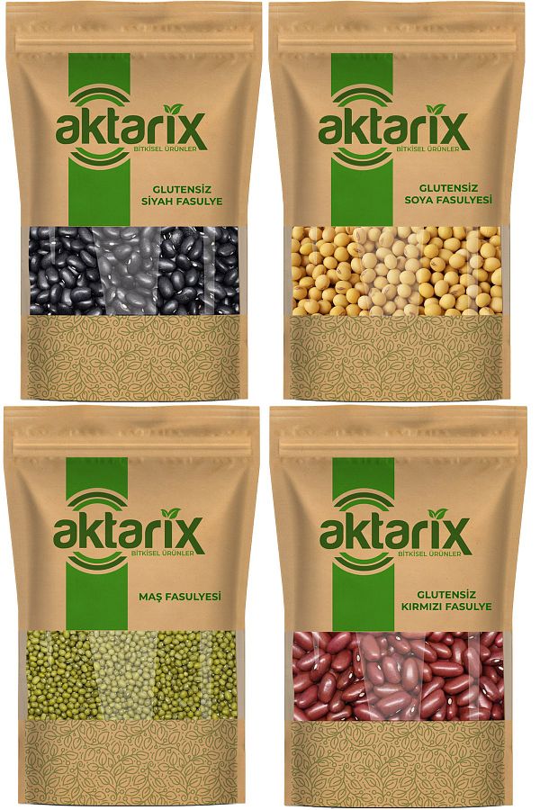 Glutensiz 4'lü Fasulye Seti 50 Gr Kırmızı + 50 Gr Maş + 50 Gr Soya + 50 Gr Siyah Fasulye