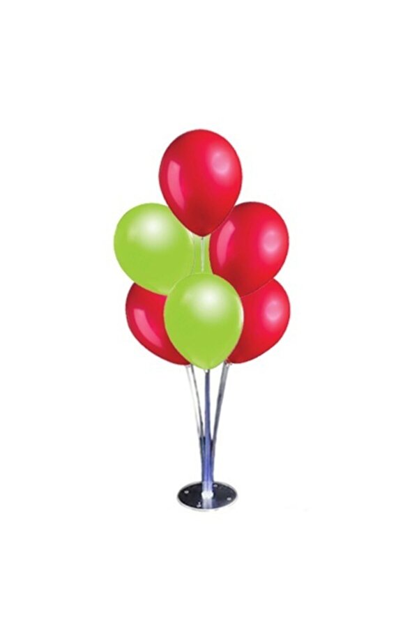 Yılbaşı Balon Standı Kırmızı Ve Yeşil 7 Balon