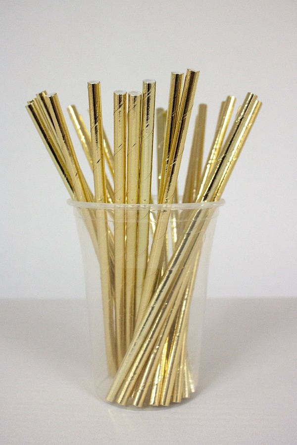 Kağıt Pipet Metalize Altın 22 Cm 25li