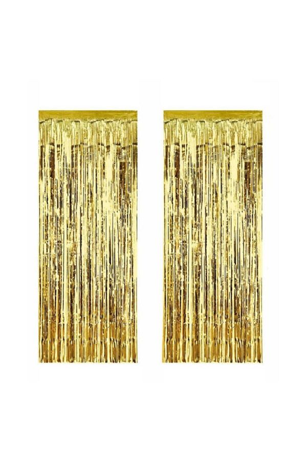 Metalize Altın Asmalı Arka Fon Süsü 40x200 cm 2'li Set