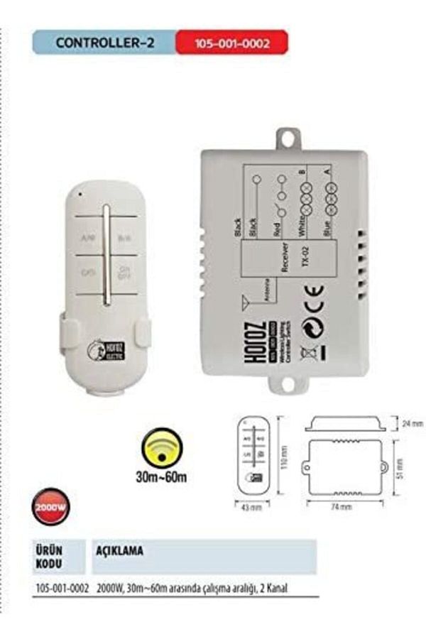 2 Li Aydınlatma Kumandası Controller-2 30m 60m