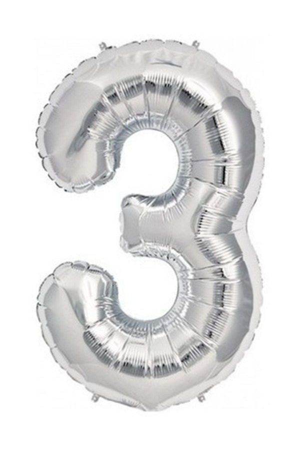 100 Cm Gümüş Büyük Folyo 3 Rakam Balon 40inc