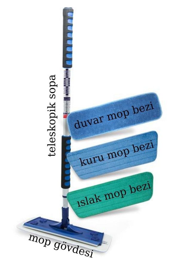 Mop Mikrofiber Teleskopik Mop 3 Lü Set ( 1 Adet)