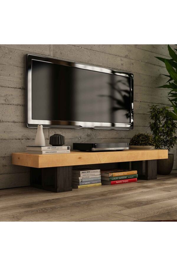 Masif Ağaç Meşe Renk 150x40 cm TV Sehpası