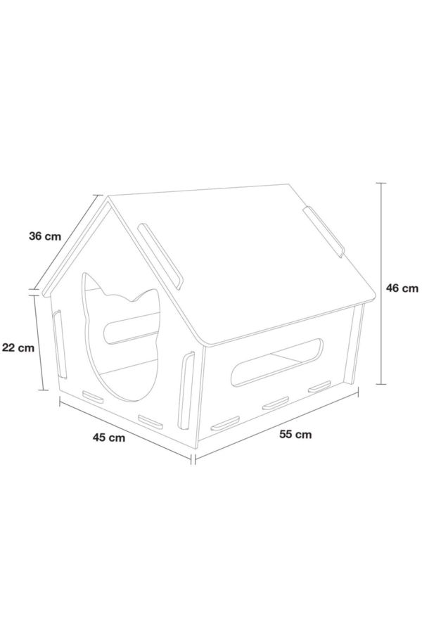 Geçmeli Sistem Demonte Kedi Evi - Tamamen Ahşap Desenli - Easy Cat_4