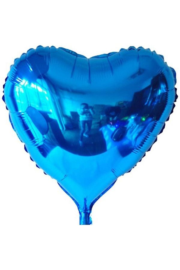 1 Adet 45 cm Koyu Mavi Kalp Şeklinde Folyo Balon, Helyumla Uçan