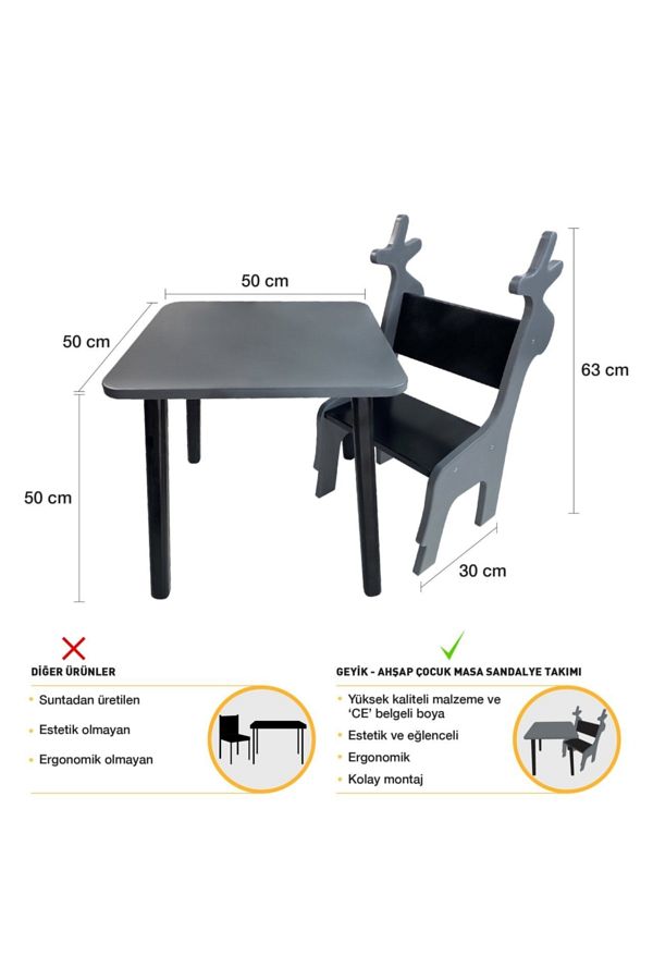 Ahşap Çocuk Oyun Ve Aktivite Masa Sandalye Takımı - Ahşap_2