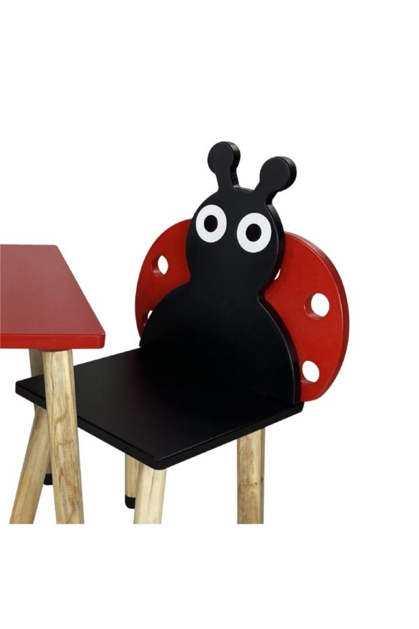 Ahşap Çocuk Oyun ve Aktivite Masa Sandalye Takımı  Uğur Böceği_3