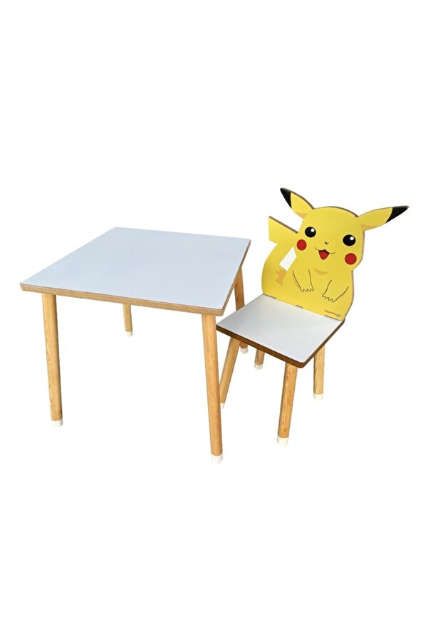 Çocuk Aktivite Masa Ve Sandalye Takımı - Mdf- Pikachu - Yaz Sil Özellikli ODUNCONCEPT