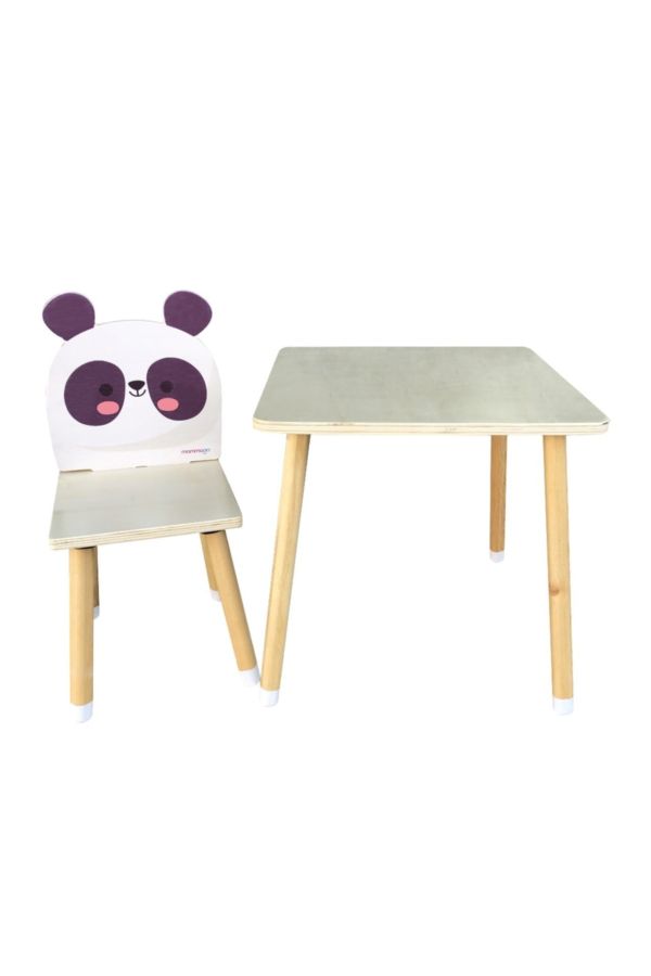 Doğal Ahşap Çocuk Aktivite Masa Ve Sandalye Takımı - Mr. Panda_4